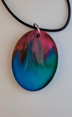 Handmade Pink, Green, Teal, and Blue Oval Pendant Necklace or Keychain - image2
